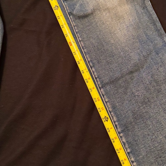 Risen jeans  high rise dark wash Straight Leg Jeans long 33” frayed hem - Picture 11 of 15